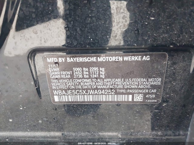 WBAJE5C5XJWA94252 BMW 540I