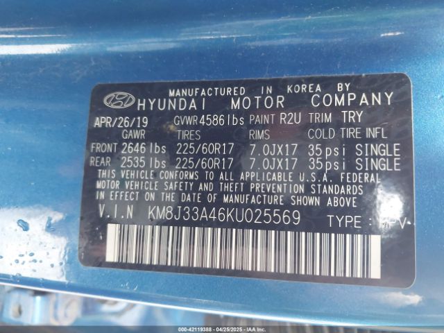 KM8J33A46KU025569 Hyundai Tucson Value