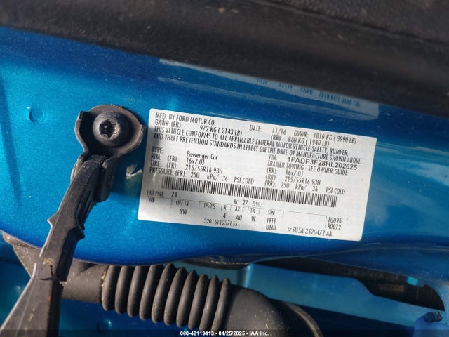 Ford 2.0l gdi 2017 1FADP3F28HL202625 Image 9