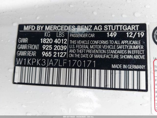 2020 MERCEDES-BENZ SLC 300 W1KPK3JA7LF170171 Photo 8