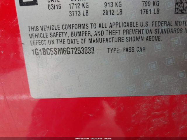 1G1BC5SM6G7253833 Chevrolet Cruze Ls Auto