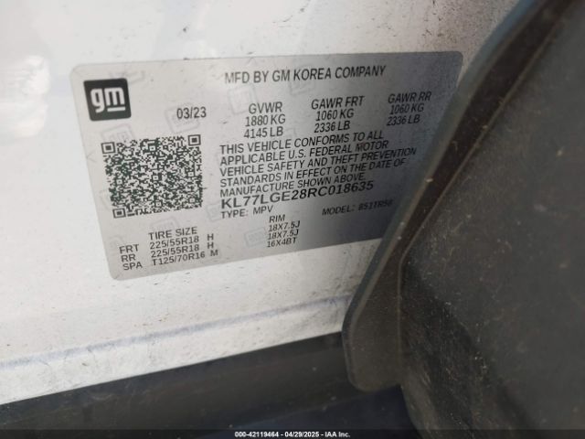 KL77LGE28RC018635 Chevrolet Trax Fwd 1rs