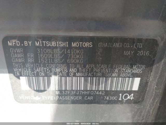 ML32F3FJ7HHF07442 Mitsubishi Mirage G4 Es