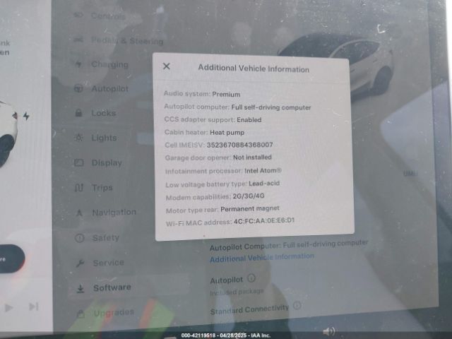 5YJYGDED9MF121828 Tesla Model Y Standard Range Rear-wheel Drive