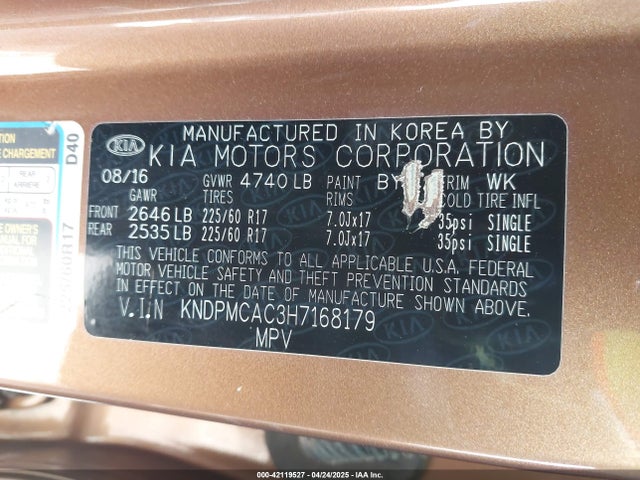 KNDPMCAC3H7168179 KIA Sportage Lx