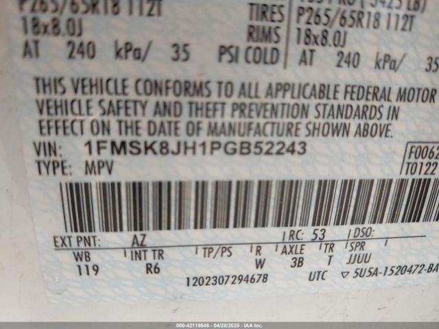 2023 FORD EXPLORER 1FMSK8JH1PGB52243 Photo 8