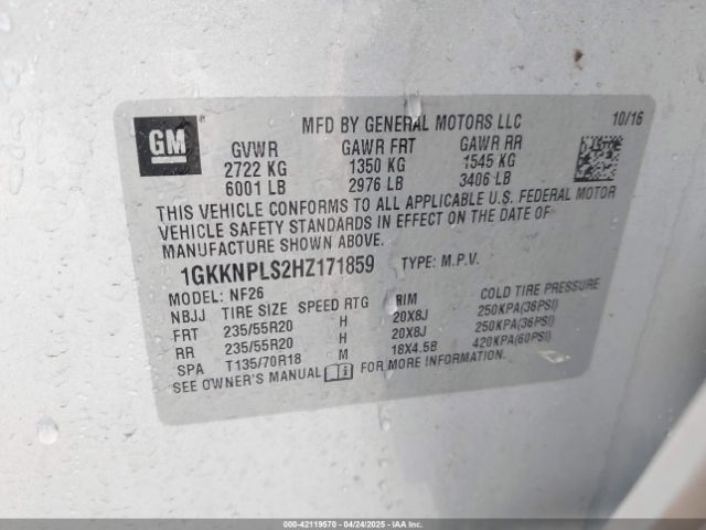 1GKKNPLS2HZ171859 GMC Acadia Denali