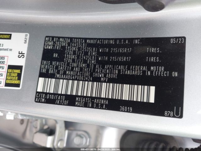 7MUAAABG4PV063424 Toyota Corolla Cross L