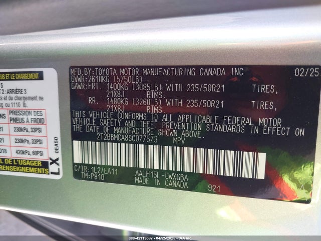 2T2BBMCA8SC077573 Lexus Rx 350h Premium