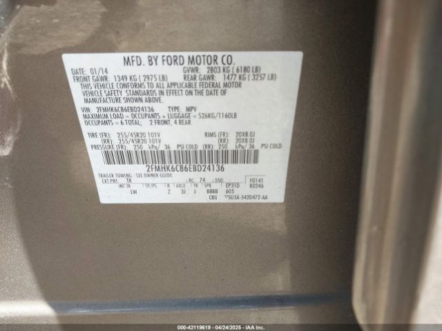 2FMHK6C86EBD24136 Ford FLEX SEL