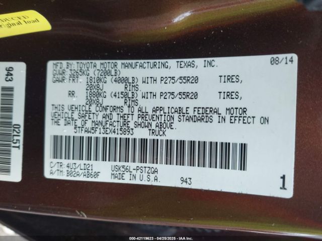 5TFAW5F13EX415893 Toyota Tundra 1794 5.7l V8