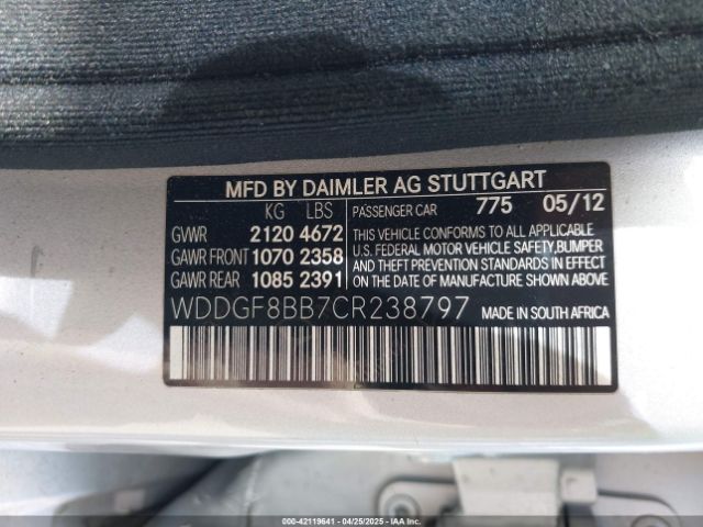 2012 MERCEDES-BENZ C 300 WDDGF8BB7CR238797 Photo 8
