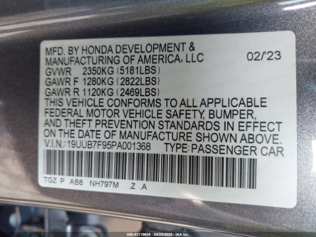 19UUB7F95PA001368 Acura Tlx Type S - Hp Wheel And Tire