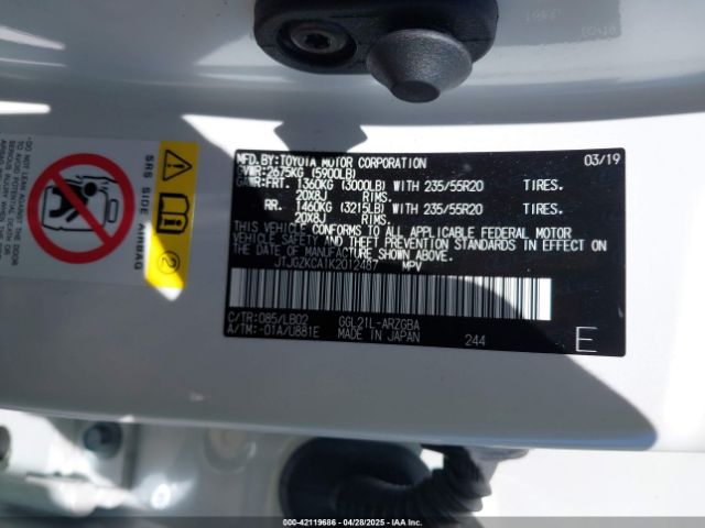 JTJGZKCA1K2012487 Lexus Rx 350l Premium