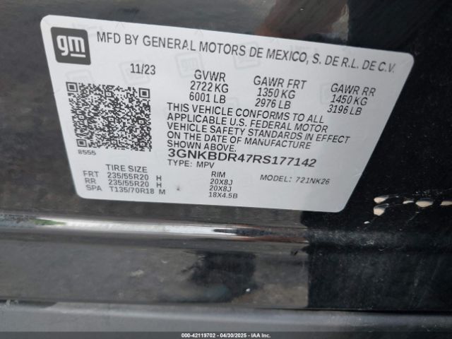3GNKBDR47RS177142 Chevrolet Blazer Fwd 3lt