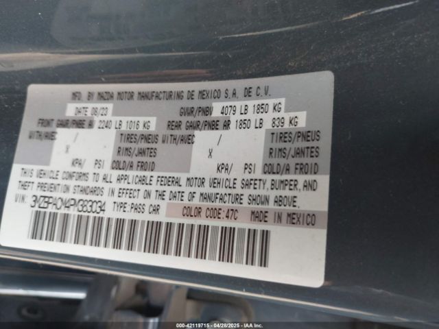 2023 MAZDA MAZDA3 3MZBPACM4PM383034 Photo 8