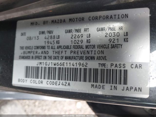 JM1GJ1W66E1141962 Mazda Mazda6 I Grand Touring