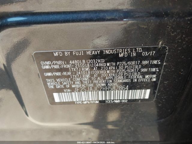 JF2SJAJC2HH582864 Subaru Forester 2.5i Limited