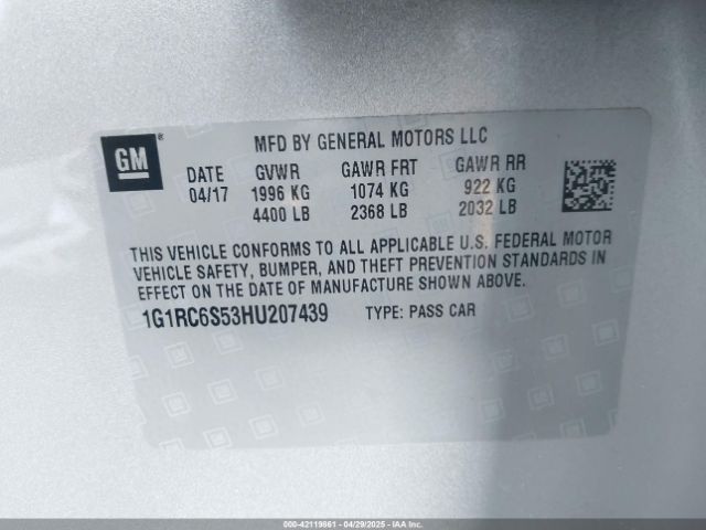 1G1RC6S53HU207439 Chevrolet VOLT LT
