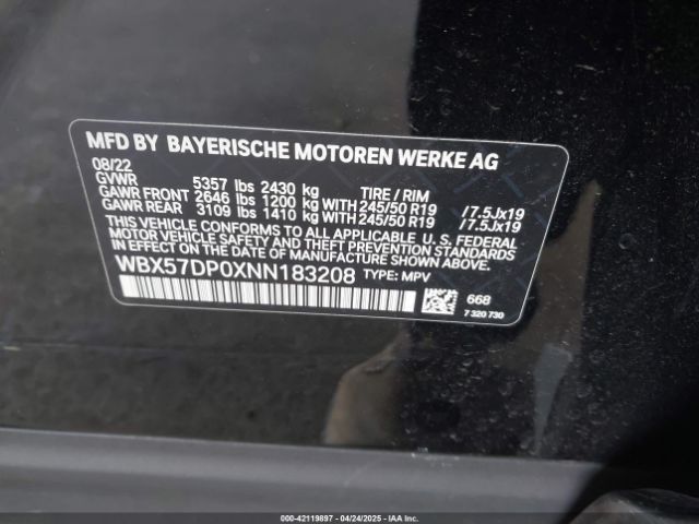 WBX57DP0XNN183208 BMW X3 Xdrive30i