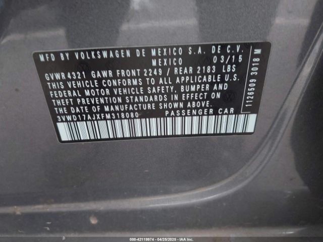 3VWD17AJXFM318080 Volkswagen Jetta 1.8t Se