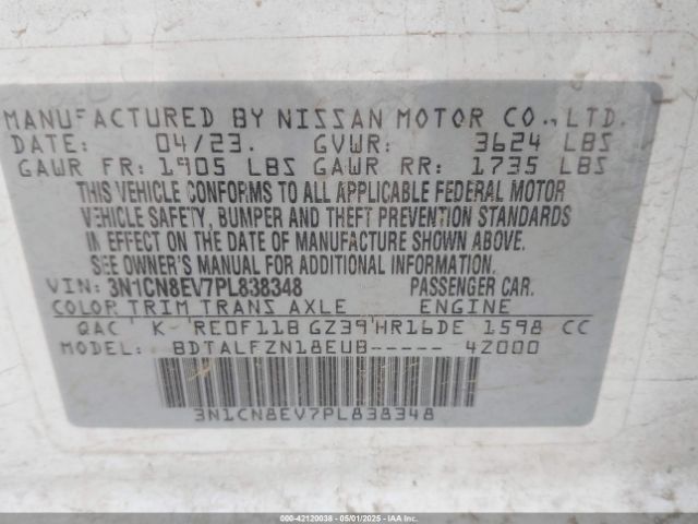 3N1CN8EV7PL838348 Nissan Versa 1.6 Sv Xtronic Cvt