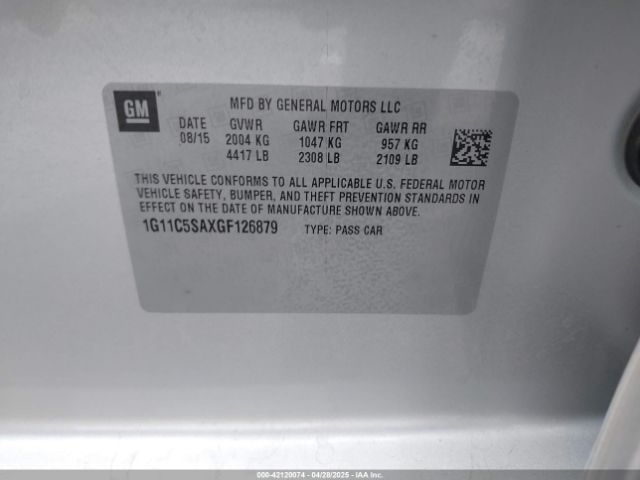 1G11C5SAXGF126879 Chevrolet Malibu Limited Lt