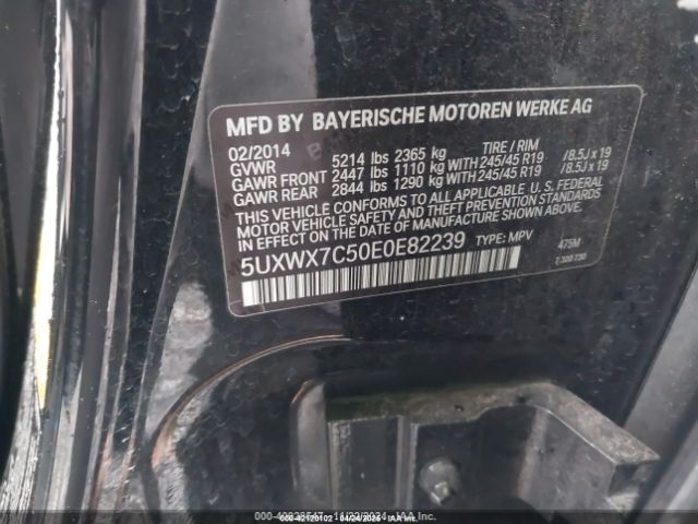 2014 BMW X3 5UXWX7C50E0E82239 Photo 8