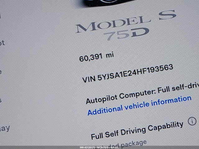 5YJSA1E24HF193563 Tesla MODEL S