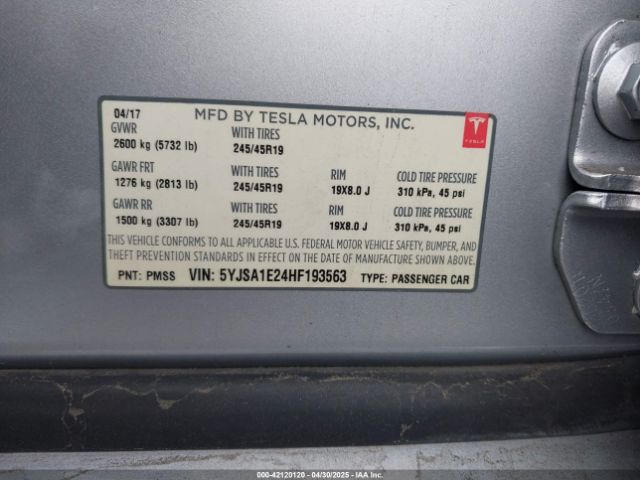 2017 TESLA MODEL S 5YJSA1E24HF193563 Photo 8