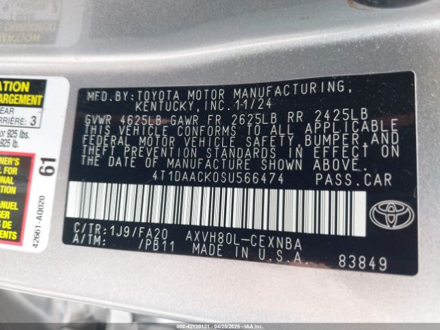 4T1DAACK0SU566474 Toyota a25a-fxs
