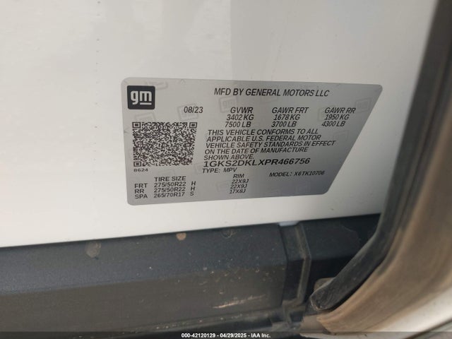 1GKS2DKLXPR466756 GMC l87
