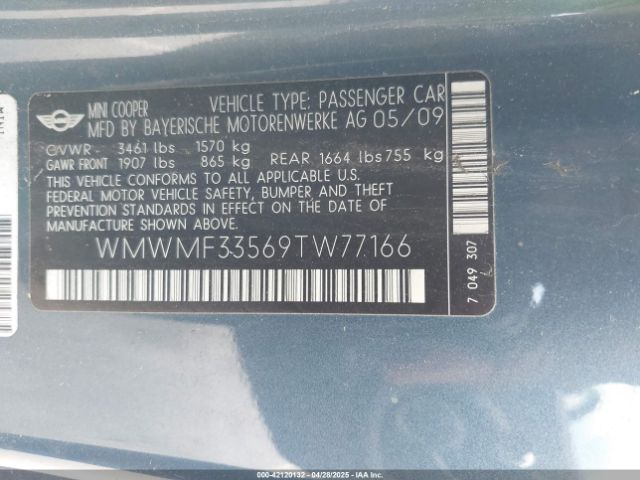 2009 MINI COOPER WMWMF33569TW77166 Photo 8