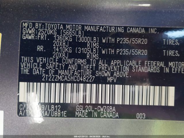 2T2ZZMCA5HC048227 Lexus RX 350