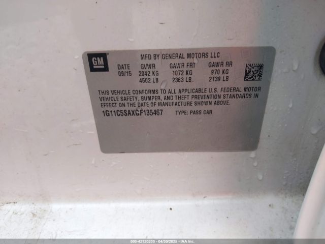 1G11C5SAXGF135467 Chevrolet Malibu Limited Lt