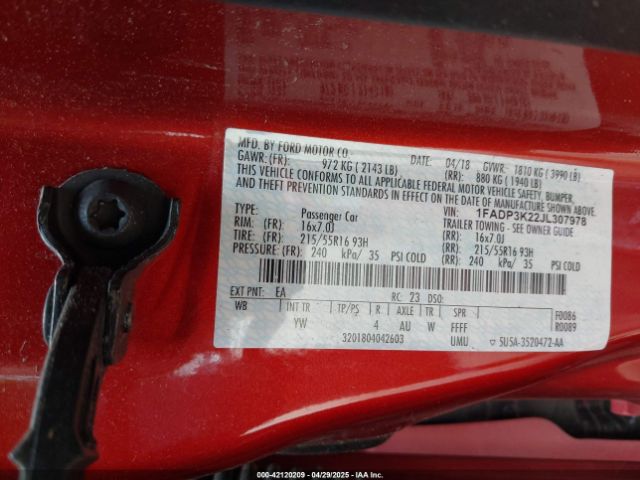 2018 FORD FOCUS 1FADP3K22JL307978 Photo 8
