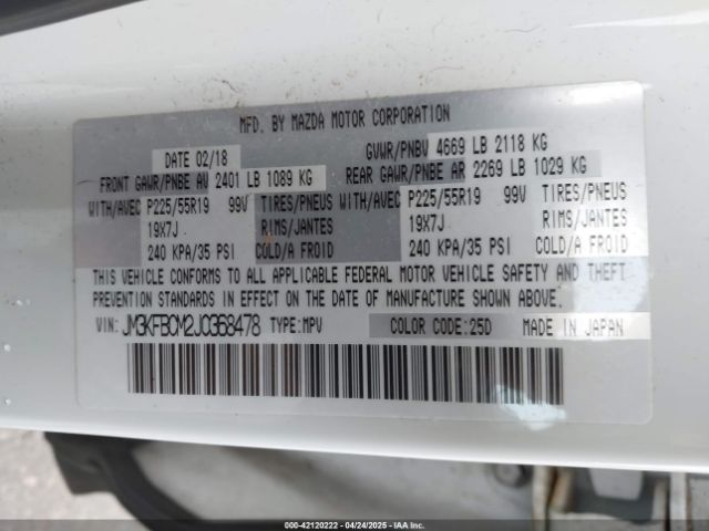 JM3KFBCM2J0368478 Mazda Cx-5 Touring