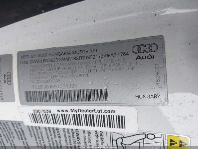 2009 AUDI TT TRUJF38J691024320 Photo 8