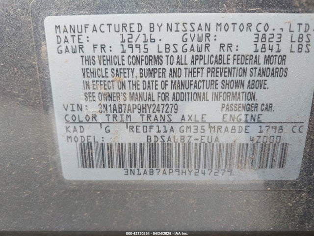 3N1AB7AP9HY247279 Nissan SENTRA S