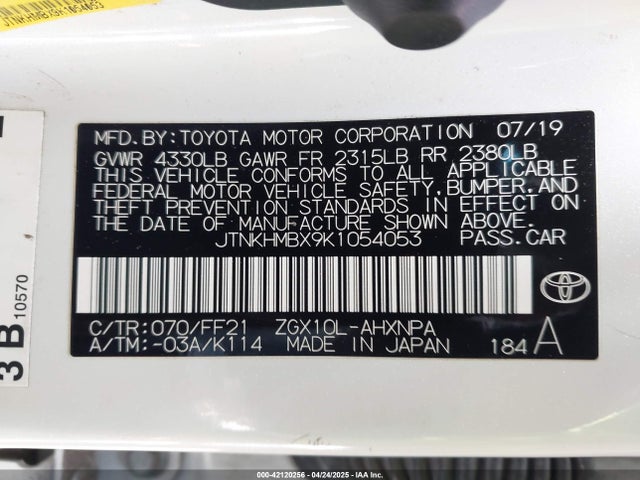 JTNKHMBX9K1054053 Toyota C-HR XLE