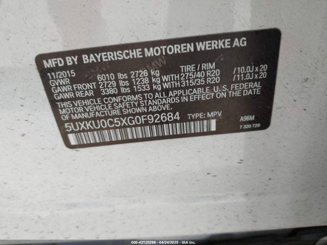 5UXKU0C5XG0F92684 BMW X6 Sdrive35i