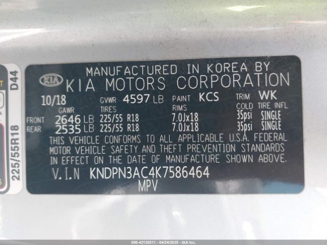 KNDPN3AC4K7586464 KIA gdi theta ii