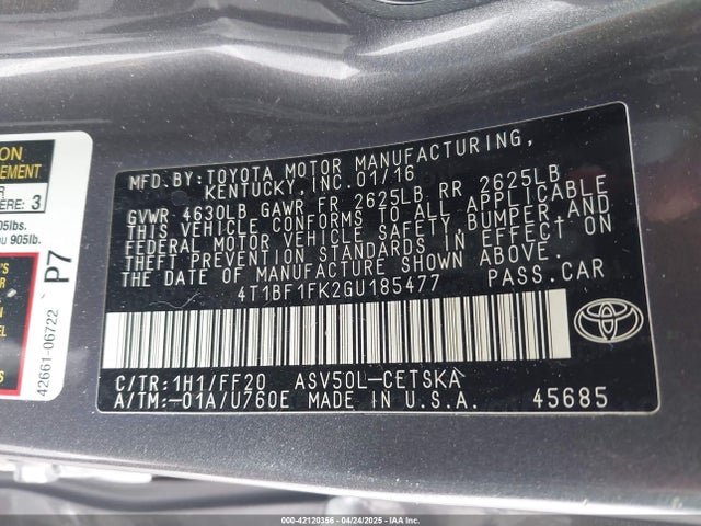 Toyota CAMRY SE 2016 4T1BF1FK2GU185477 Image 9