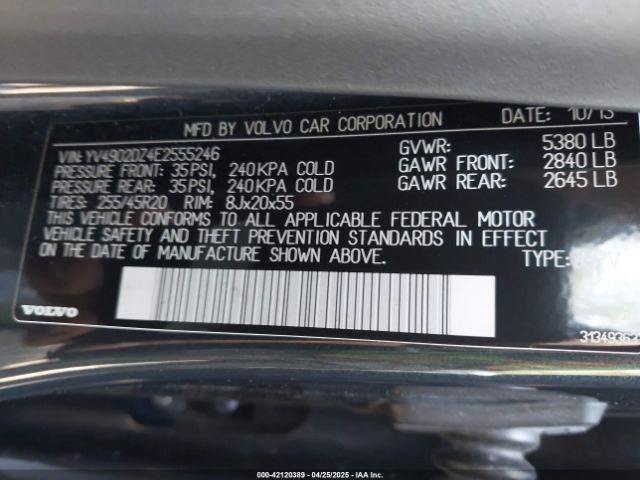 2014 VOLVO XC60 YV4902DZ4E2555246 Photo 8
