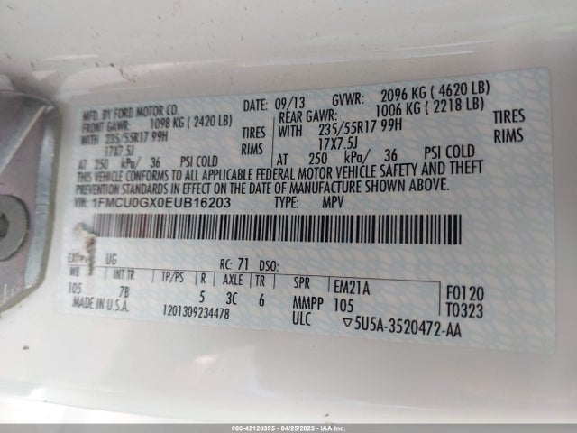 1FMCU0GX0EUB16203 Ford 2014