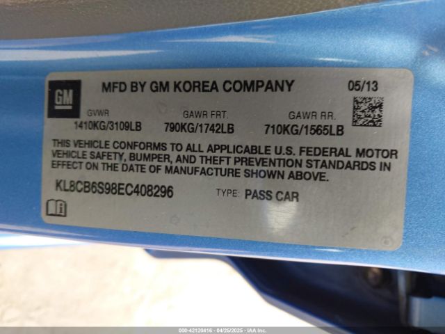 KL8CB6S98EC408296 Chevrolet Spark Ls Auto
