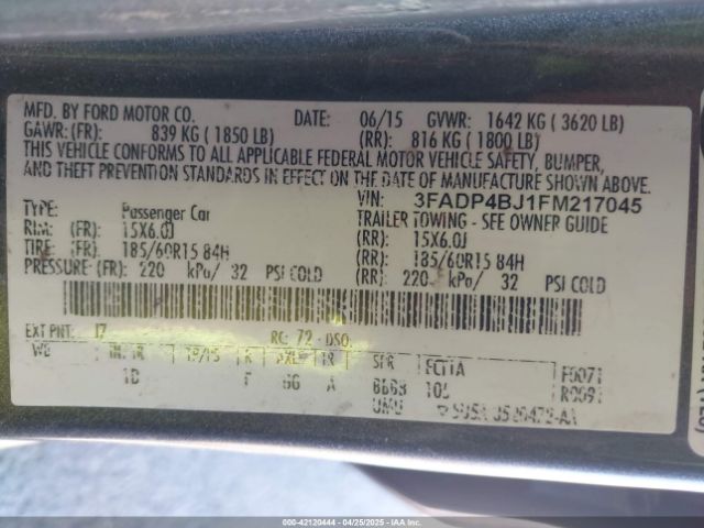 3FADP4BJ1FM217045 Ford FIESTA SE