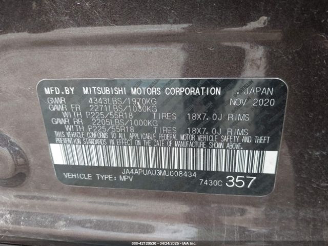 2021 MITSUBISHI OUTLANDER SPORT JA4APUAU3MU008434 Photo 8
