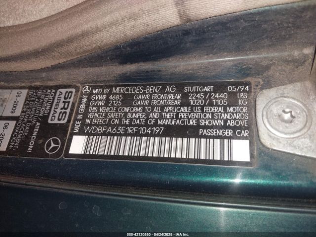 1994 MERCEDES-BENZ SL WDBFA63E1RF104197 Photo 8