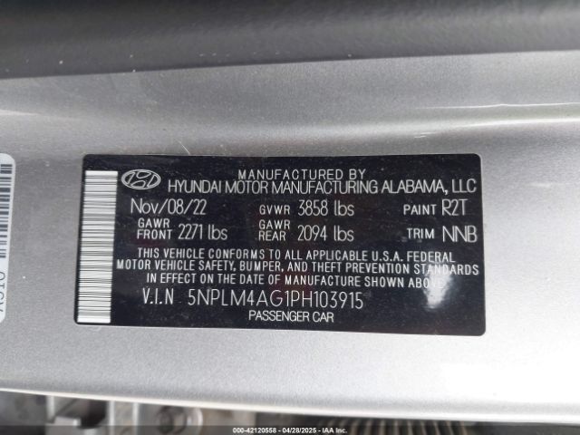 5NPLM4AG1PH103915 Hyundai ELANTRA SEL